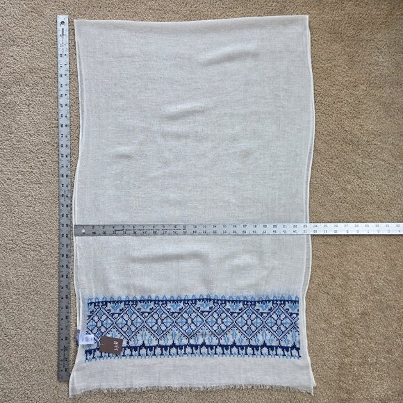 J. Jill Accessories - NWT J. Jill Needlepoint Embroidered Linen Cotton Blend Scarf